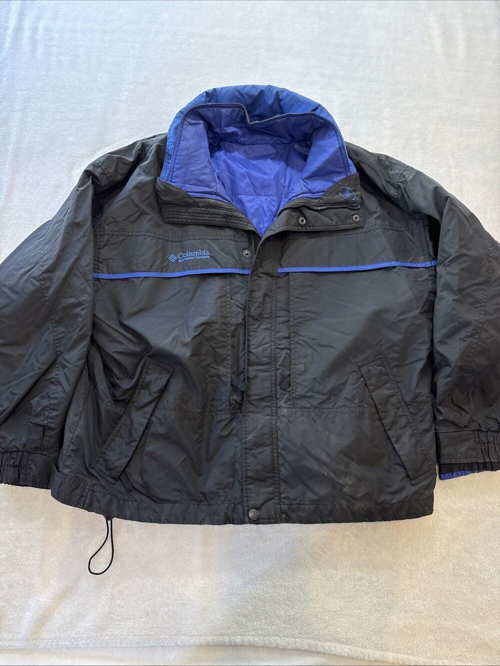 Columbia Sportswear Company Mens Black Blue Coat Jacket Logan Pass XL No Hood